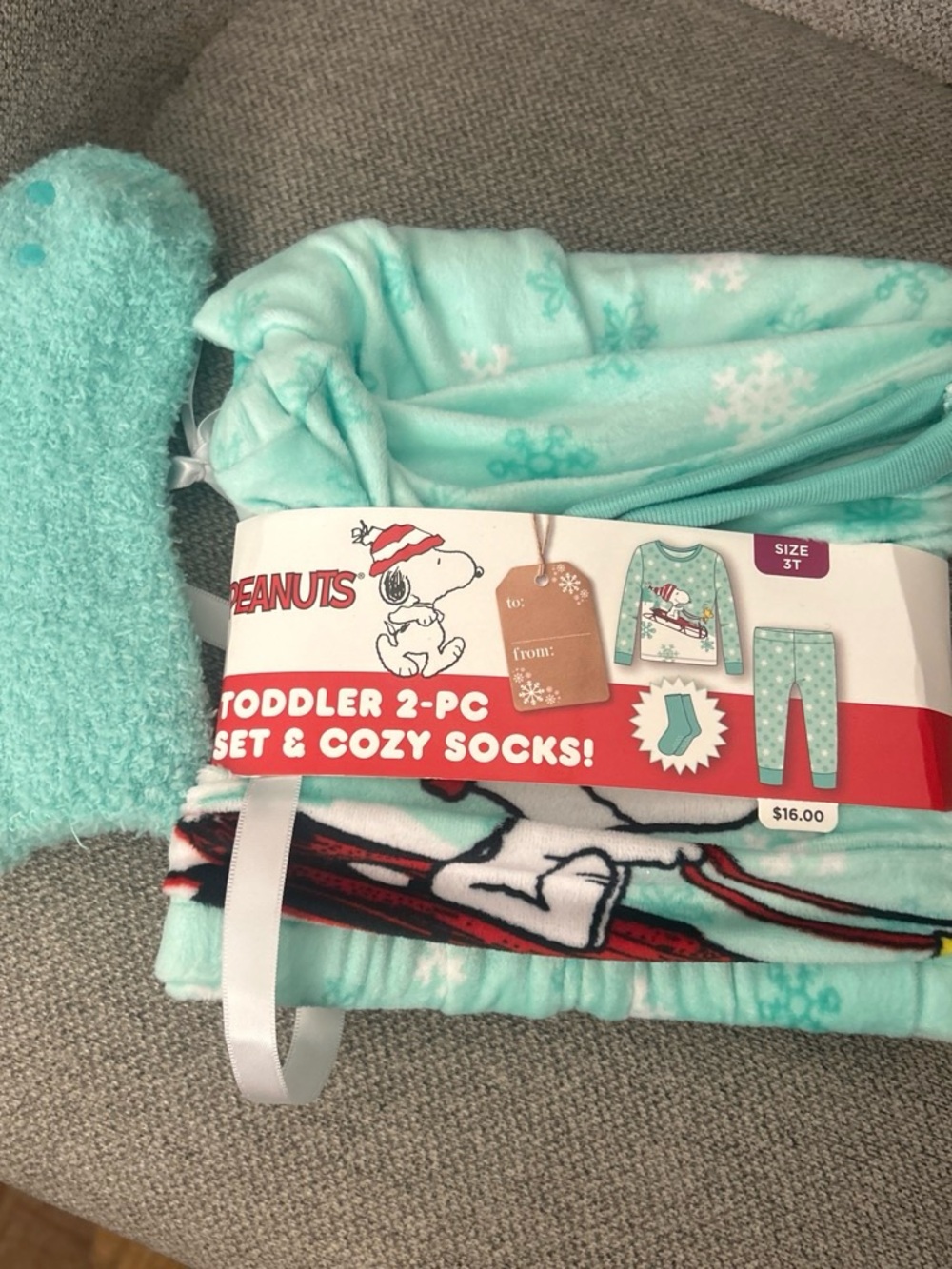 Peanuts Toddler Pajama Set in Mint and White with Snoopy